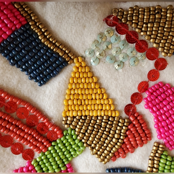 Vintage COLORful beaded wool clutch - Picture 7 of 9